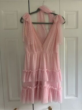 Romantic Pink Mini Dress with Ruffle Tiers